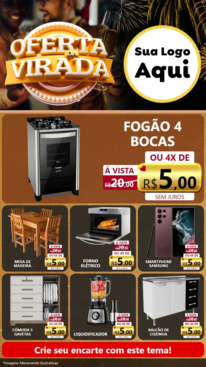 Modelo de Rede Social para Stories com o tema Oferta da Virada para Móveis e Eletro