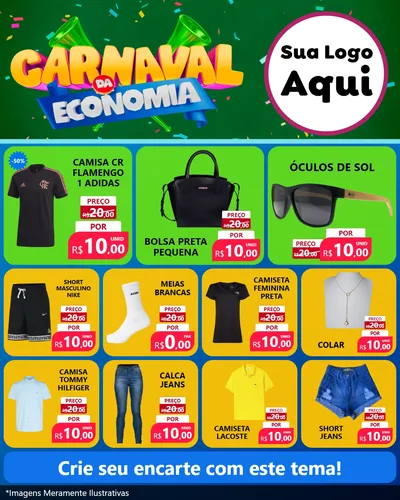 Modelo de Rede Social para Feed Instagram com o tema Carnaval da Economia para Roupas e acessórios