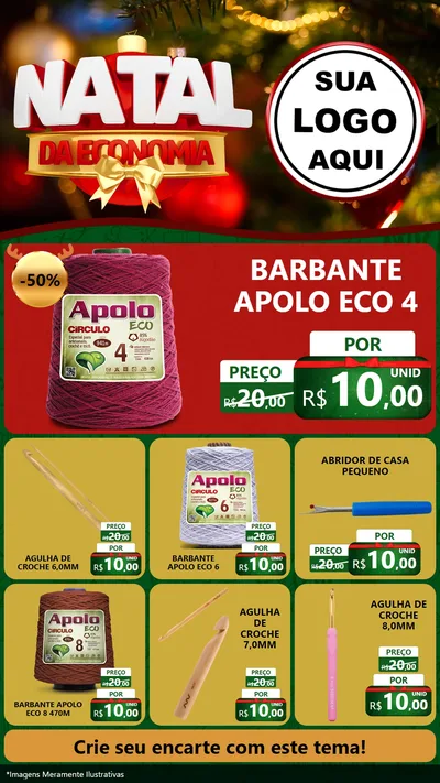 Modelo de Rede Social para Stories com o tema Natal da Economia para Armarinho e Aviamentos