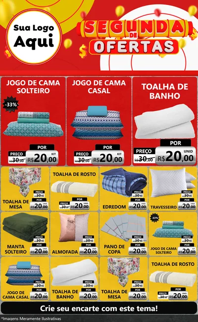 Modelo de Encarte para Encarte Grande com o tema Segunda de Ofertas para Cama, Mesa e Banho