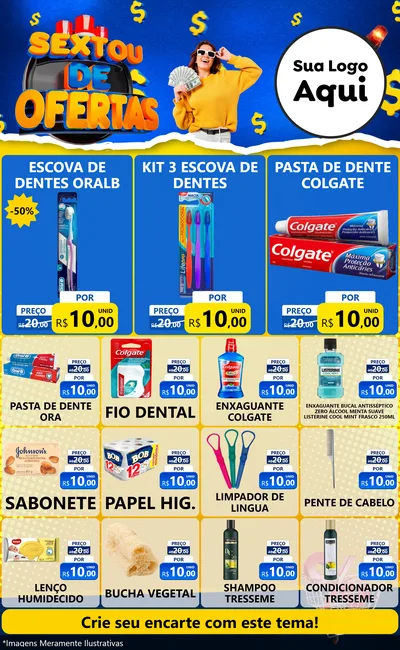 Modelo de Encarte para Encarte Grande com o tema Sextou de Ofertas para Higiene Pessoal