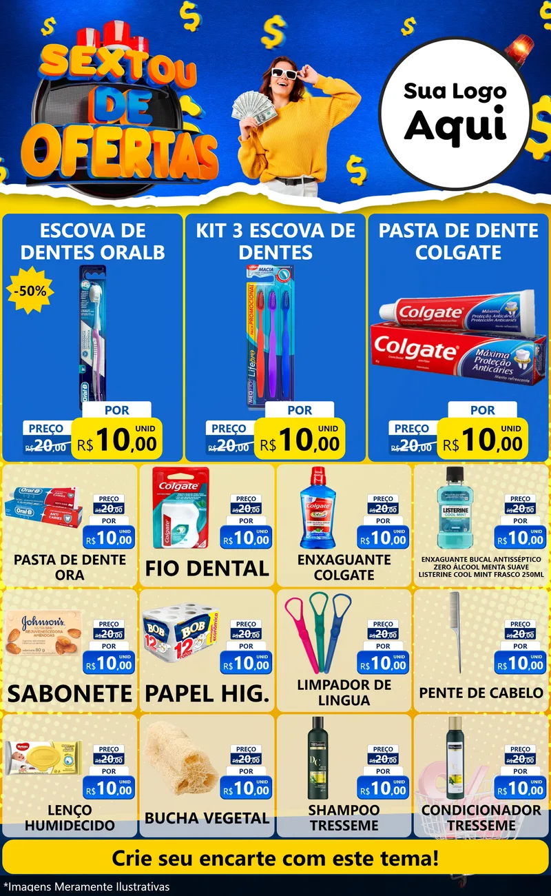 Modelo de Encarte para Encarte Grande com o tema Sextou de Ofertas para Higiene Pessoal
