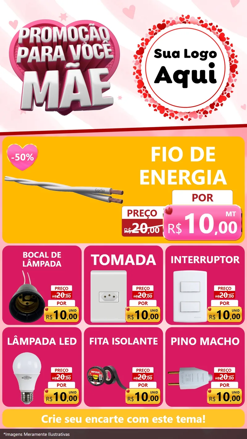 Modelo de Rede Social para Stories com o tema Promoção Para Você Mãe para Materiais Elétricos