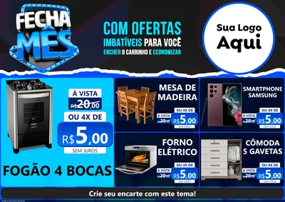 Modelo de Encarte para Encarte A4 Horizontal com o tema Fecha Mês para Móveis e Eletro