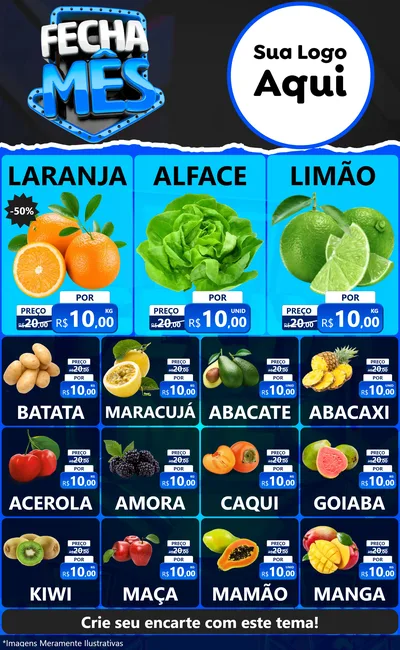 Modelo de Encarte para Encarte Grande com o tema Fecha Mês para Hortifrúti