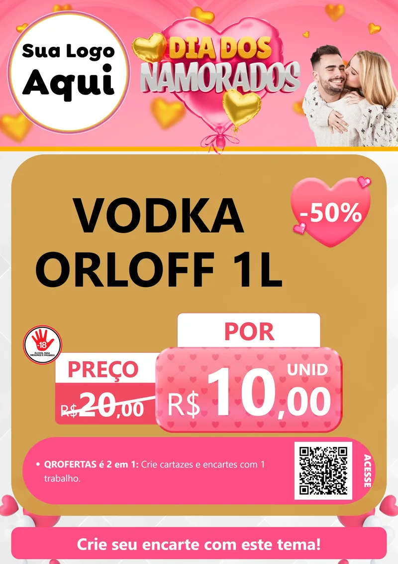 Modelo de Cartaz para Cartaz A4 Vertical com o tema Dia dos Namorados para Distribuidora de bebidas