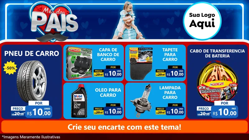 Modelo de TV para TV Horizontal com o tema Mês Dos Pais para Auto peças