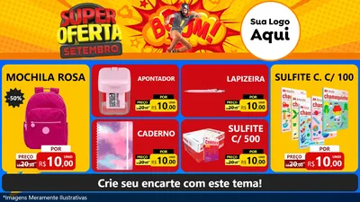 Modelo de TV para TV Horizontal com o tema Super Oferta Setembro para Papelaria