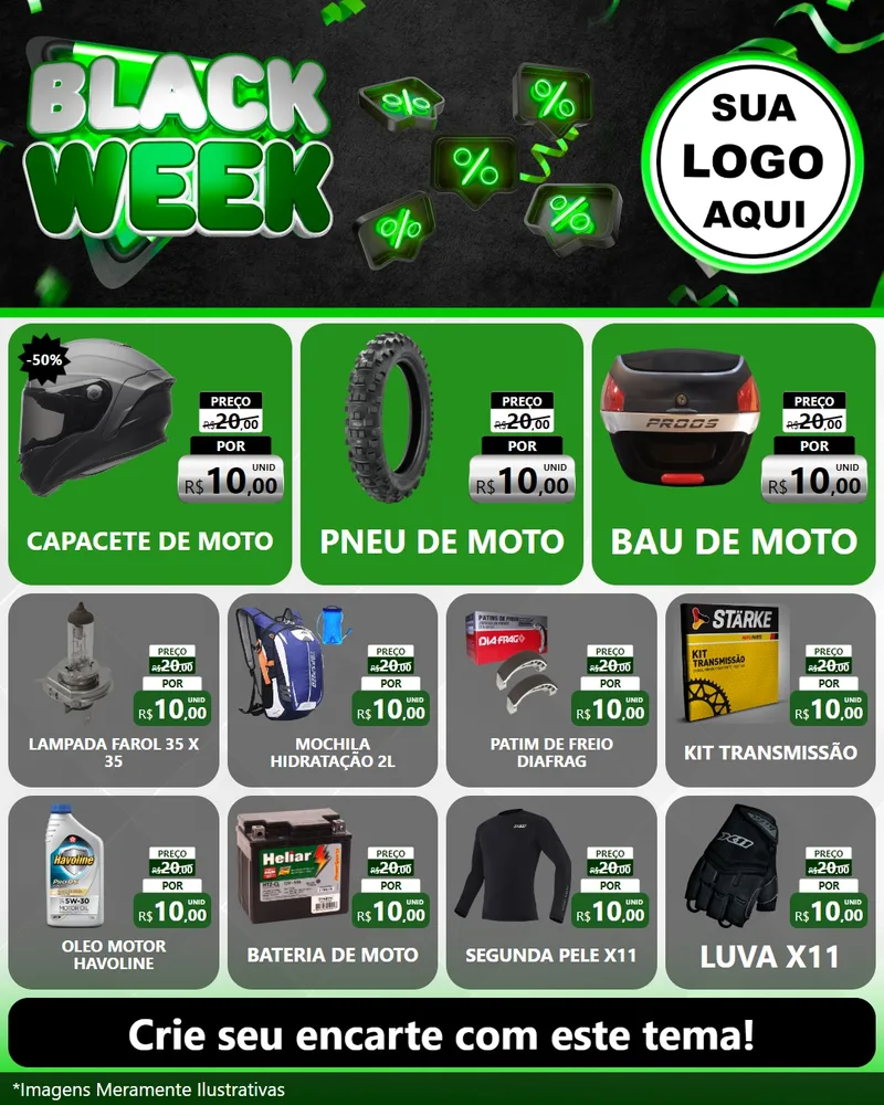 Modelo de Rede Social para Feed Instagram com o tema Black Week para Moto peças