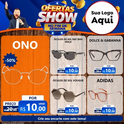 Modelo de Rede Social para Feed Facebook com o tema Ofertas Show No Fim De Semana para Óticas