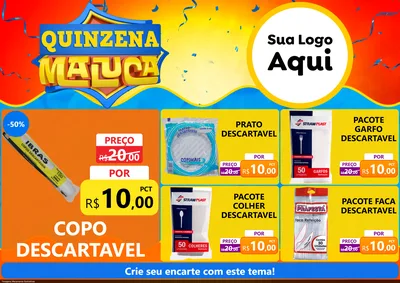 Modelo de Encarte para Encarte A4 Horizontal com o tema Quinzena Maluca para Embalagens