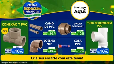 Modelo de TV para TV Horizontal com o tema Ofertas Especiais Feriado da Independência para Tubos e conexões