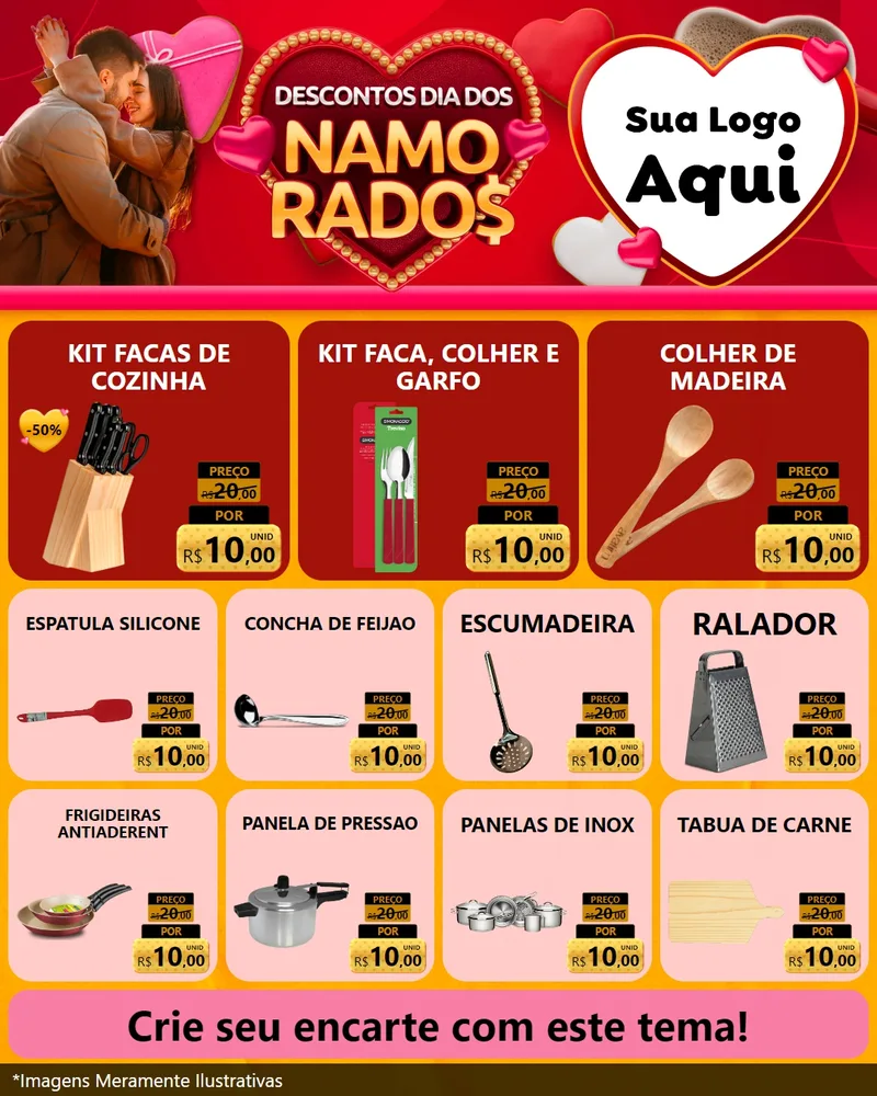 Modelo de Rede Social para Feed Instagram com o tema Descontos Dia dos Namorados para Utilidades Domésticas