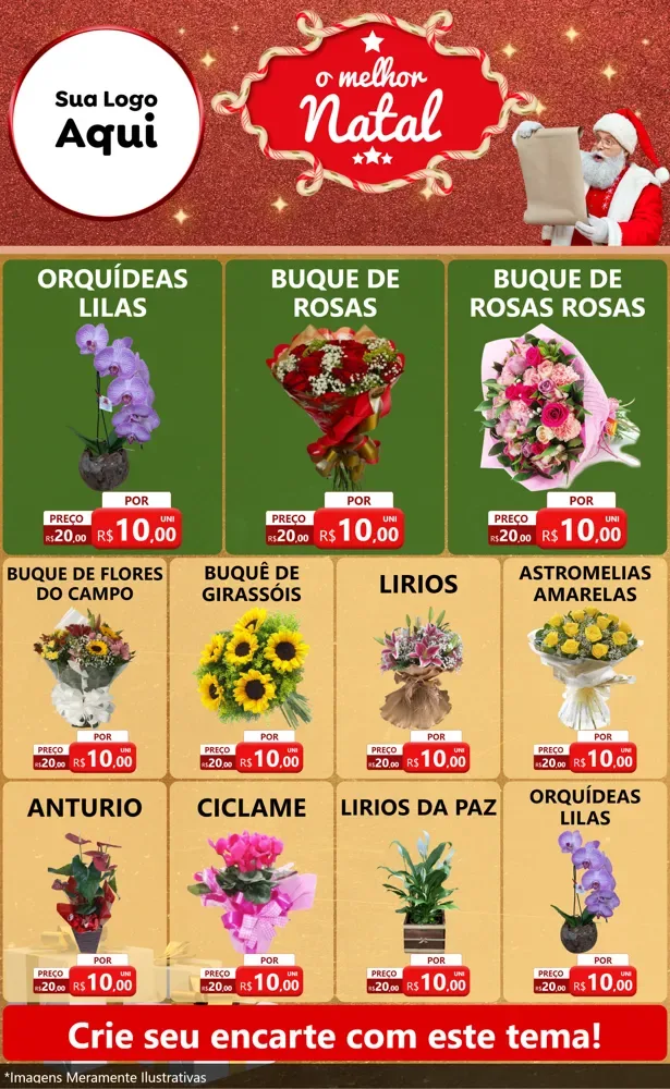 Modelo de Encarte para Encarte Grande com o tema O Melhor Natal para Floricultura e jardim