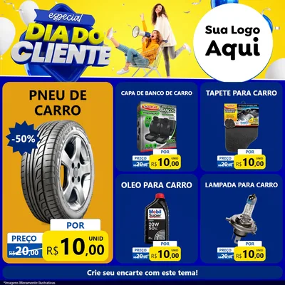 Modelo de Rede Social para Feed Facebook com o tema Especial Dia do Cliente para Auto peças