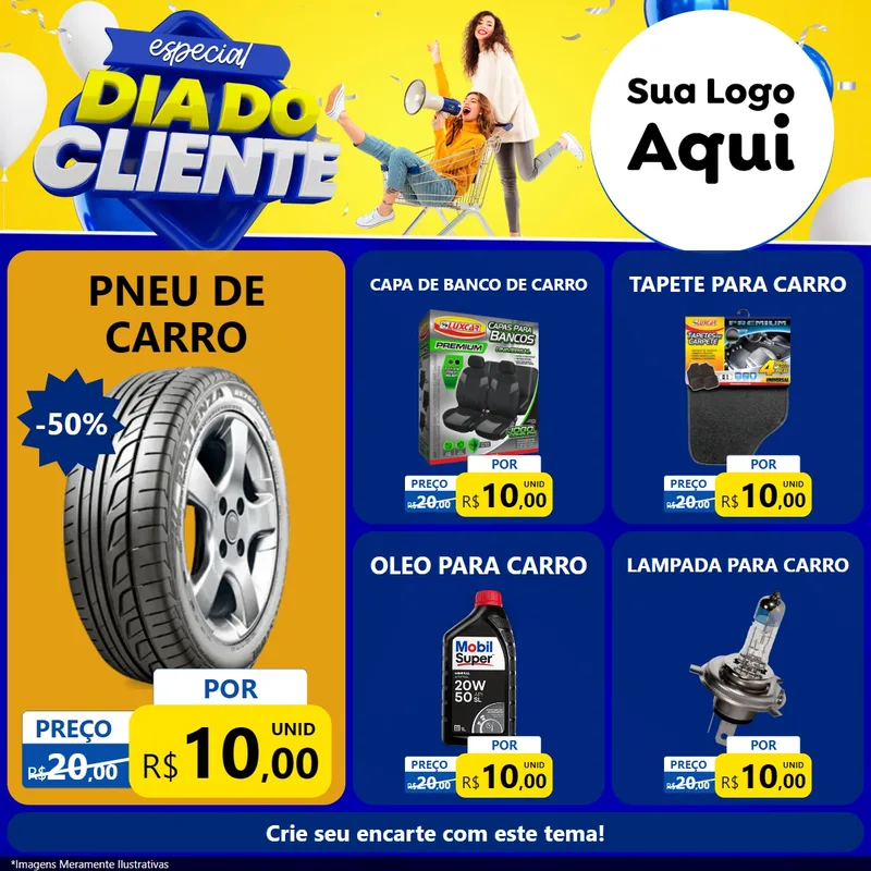 Modelo de Rede Social para Feed Facebook com o tema Especial Dia do Cliente para Auto peças