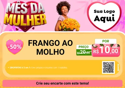 Modelo de Cartaz para Cartaz A4 Horizontal com o tema Mês da Mulher para Restaurante