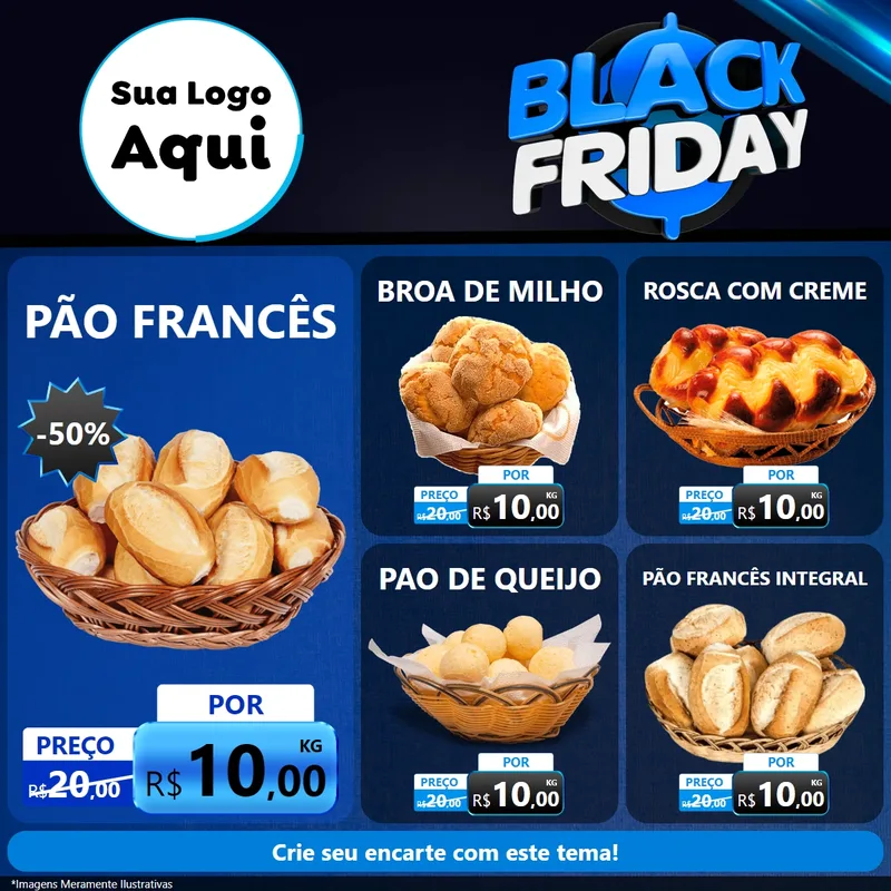 Modelo de Rede Social para Feed Facebook com o tema Black Friday para Padaria