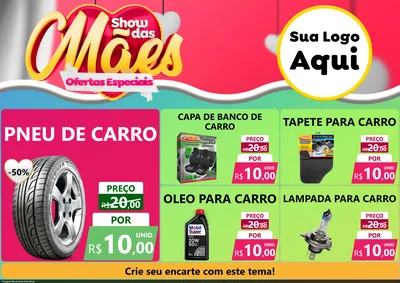 Modelo de Encarte para Encarte A4 Horizontal com o tema Show das Mães - Ofertas Especiais para Auto peças