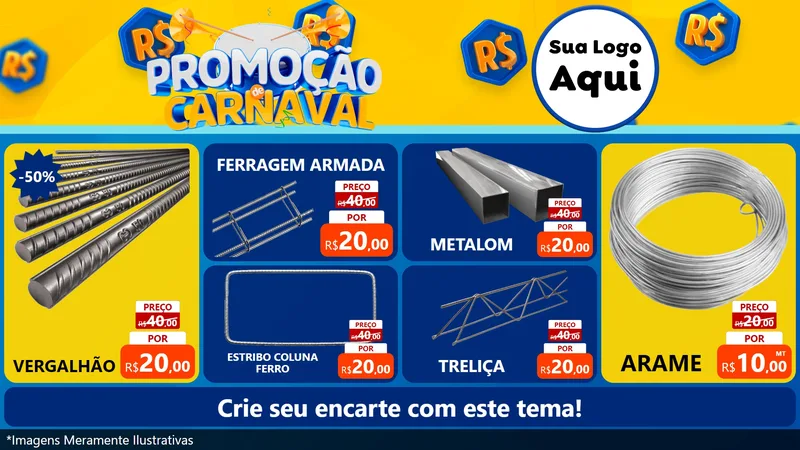 Modelo de TV para TV Horizontal com o tema Promoção de Carnaval para Ferragens