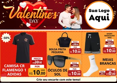 Modelo de Encarte para Encarte A4 Horizontal com o tema Valentine's Day para Roupas e acessórios