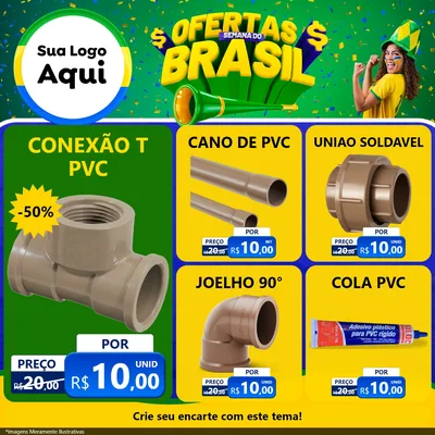 Modelo de Rede Social para Feed Facebook com o tema Ofertas Semana do Brasil para Tubos e conexões