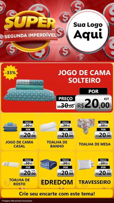 Modelo de Rede Social para Stories com o tema Super Segunda Imperdível para Cama, Mesa e Banho