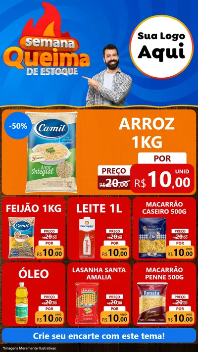 Modelo de Rede Social para Stories com o tema Semana Queima de Estoque para Supermercado