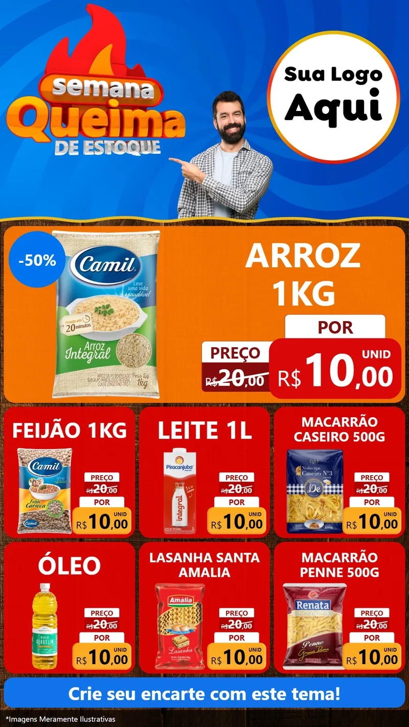 Modelo de Rede Social para Stories com o tema Semana Queima de Estoque para Supermercado