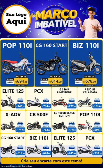 Modelo de Encarte para Encarte Grande com o tema Março Imbatível para Concessionaria de Motos