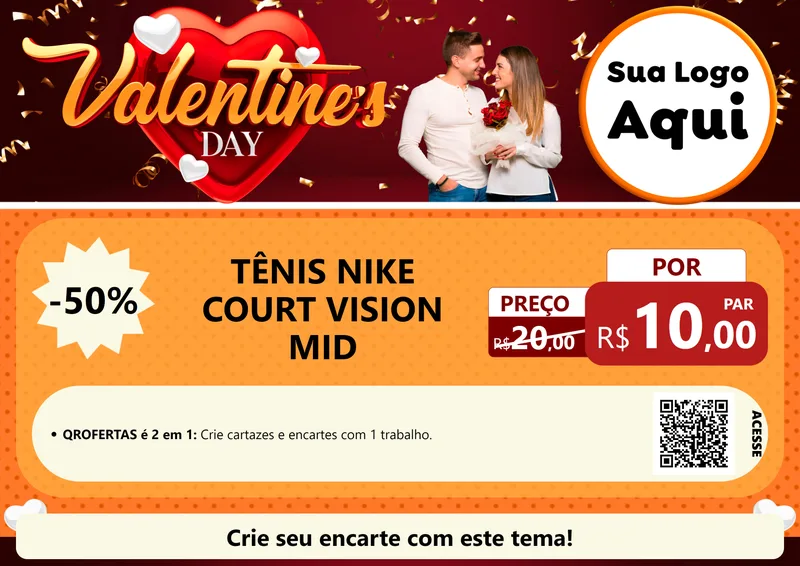 Modelo de Cartaz para Cartaz A4 Horizontal com o tema Valentine's Day para Calçados