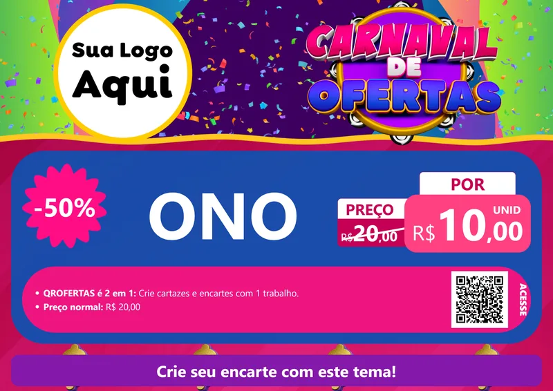 Modelo de Cartaz para Cartaz A4 Horizontal com o tema Carnaval de Ofertas para Óticas