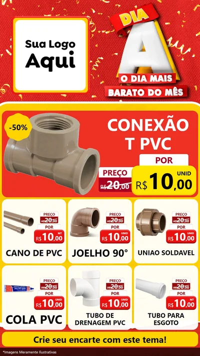Modelo de Rede Social para Stories com o tema Dia A o Dia Mais Barato do Mês para Tubos e conexões