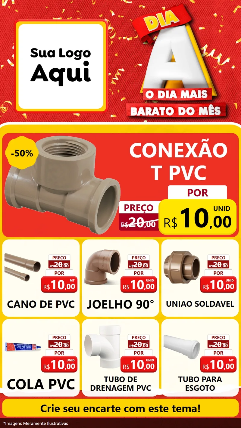 Modelo de Rede Social para Stories com o tema Dia A o Dia Mais Barato do Mês para Tubos e conexões