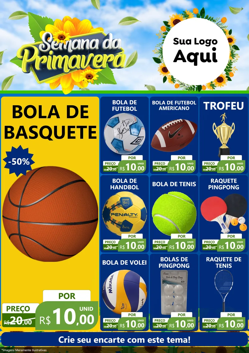 Modelo de Encarte para Encarte A4 Vertical com o tema Semana da Primavera para Artigos Esportivos