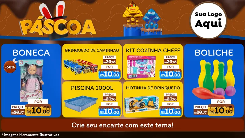 Modelo de TV para TV Horizontal com o tema Páscoa para Brinquedos