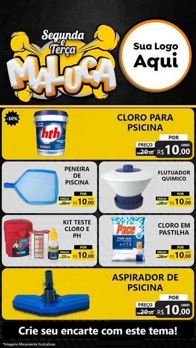 Modelo de TV para TV Vertical com o tema Segunda e Terça Maluca para Produtos para Piscina
