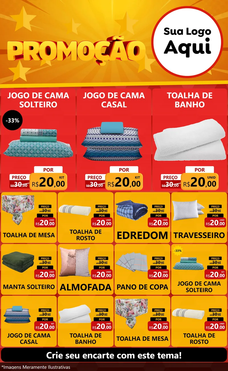 Modelo de Encarte para Encarte Grande com o tema Promoção para Cama, Mesa e Banho