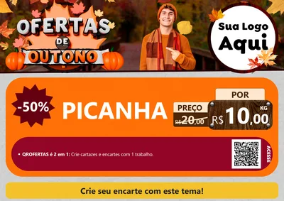 Modelo de Cartaz para Cartaz A4 Horizontal com o tema Ofertas de Outono para Açougue