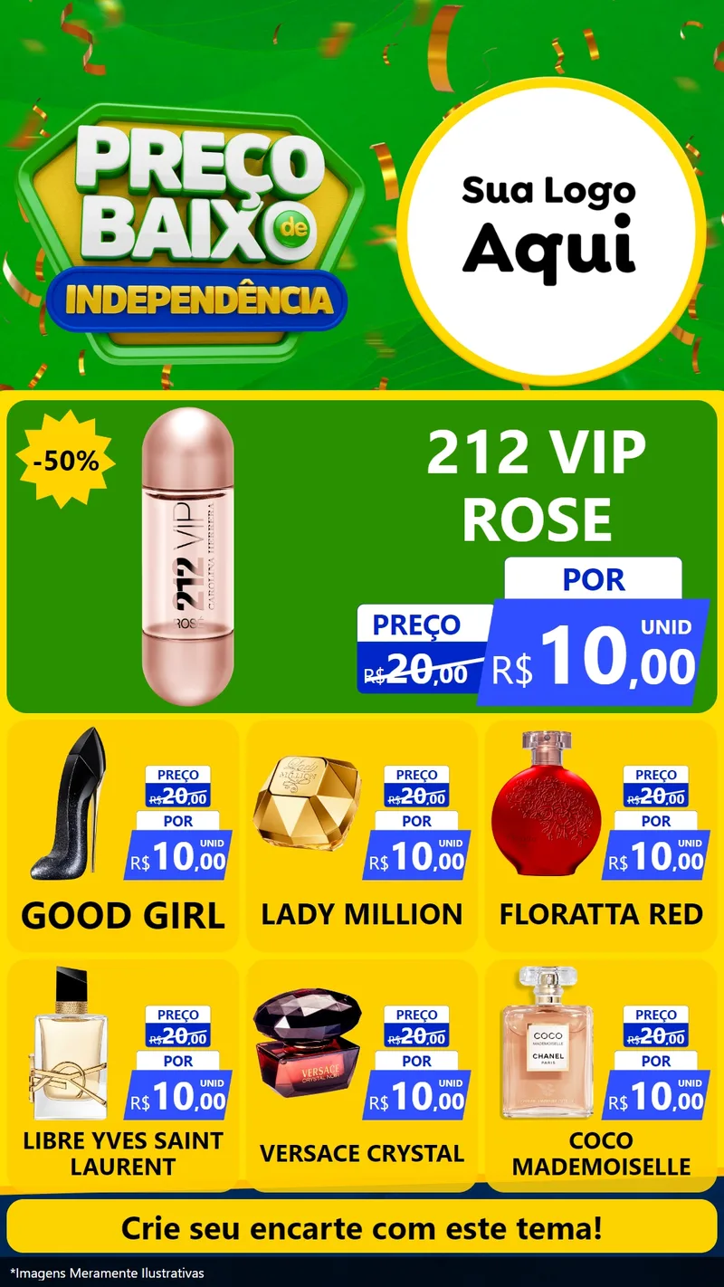 Modelo de Rede Social para Stories com o tema Preço Baixo de Independência para Perfumes