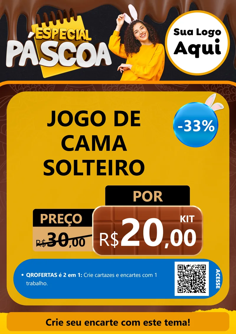 Modelo de Cartaz para Cartaz A4 Vertical com o tema Especial Páscoa para Cama, Mesa e Banho