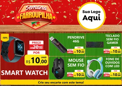 Modelo de Encarte para Encarte A4 Horizontal com o tema Semana Farroupilha para Informática