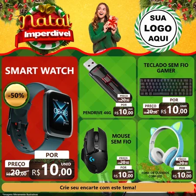 Modelo de Rede Social para Feed Facebook com o tema Natal Imperdível para Informática