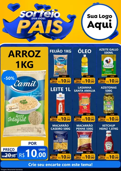 Modelo de Encarte para Encarte A4 Vertical com o tema Sorteio Dia dos Pais para Supermercado