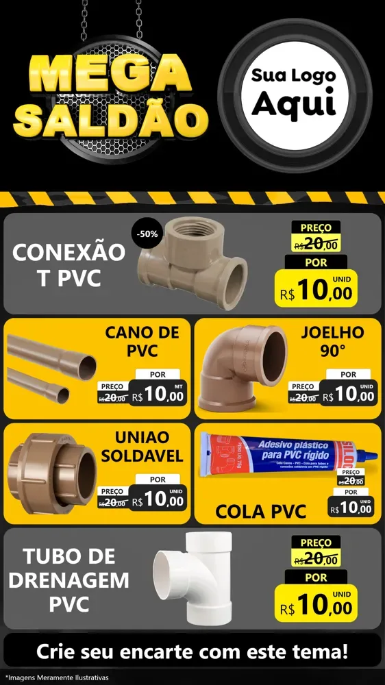 Modelo de TV para TV Vertical com o tema Mega Saldão para Tubos e conexões