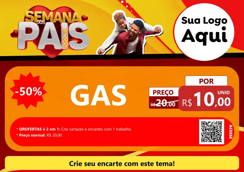 Modelo de Cartaz para Cartaz A4 Horizontal com o tema Semana Dos Pais para Água e gás