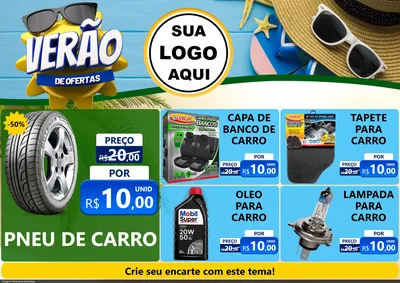 Modelo de Encarte para Encarte A4 Horizontal com o tema Verão de Ofertas para Auto peças