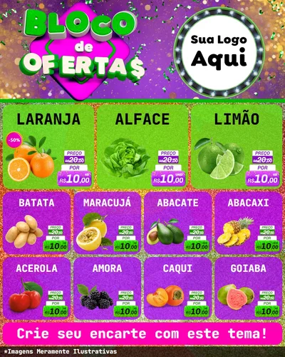 Modelo de Rede Social para Feed Instagram com o tema Bloco de Ofertas para Hortifrúti