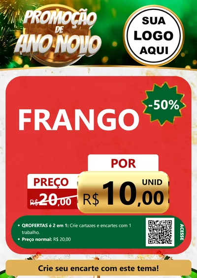 Modelo de Cartaz para Cartaz A4 Vertical com o tema Promoção de Ano Novo para Assados