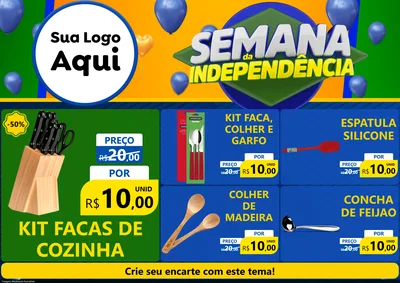 Modelo de Encarte para Encarte A4 Horizontal com o tema Semana da Independência para Utilidades Domésticas